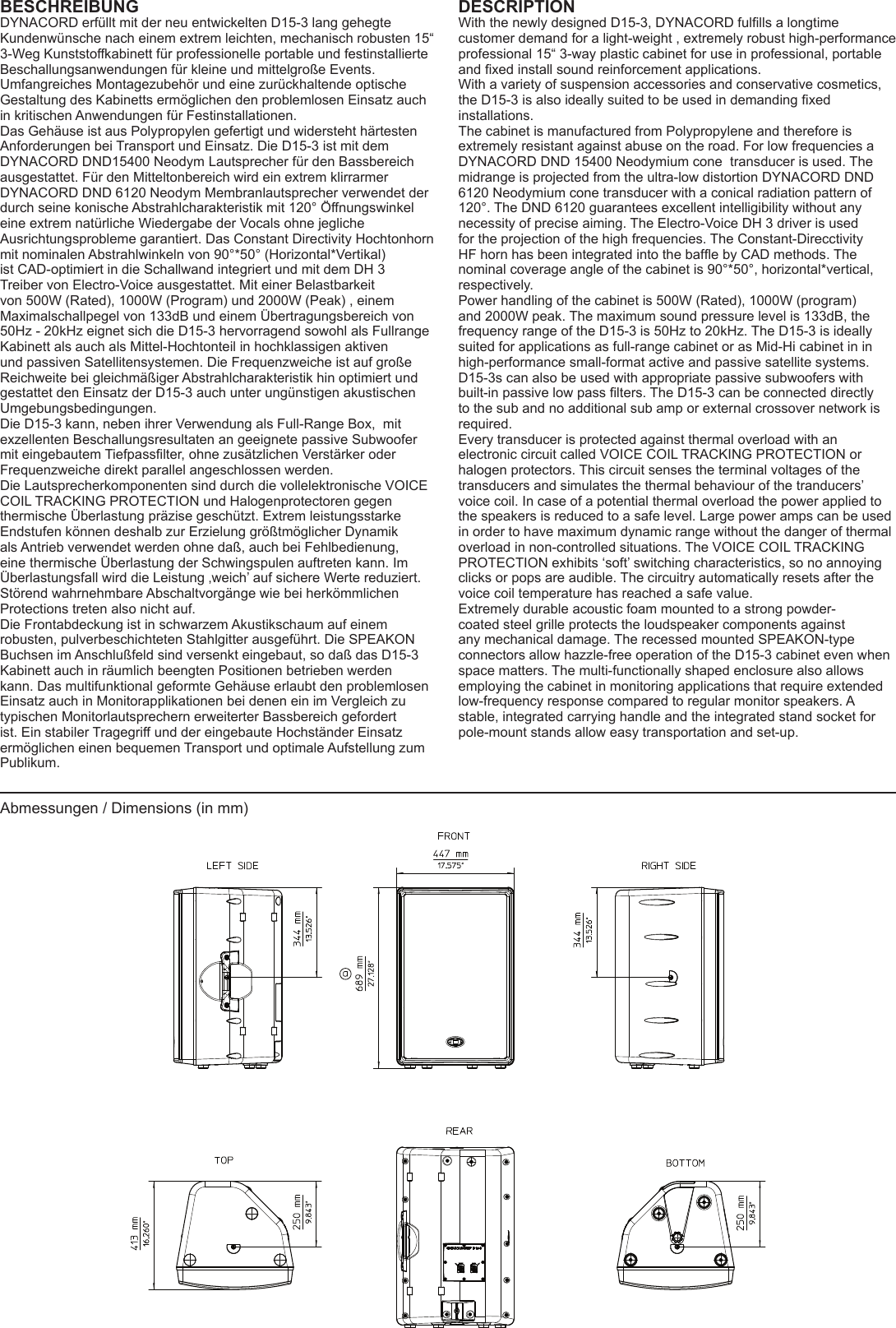 Page 2 of 5 - Dynacord D15-3 User Manual  To The D60ae786-9a43-4f2e-ba30-3728a8c18bb1