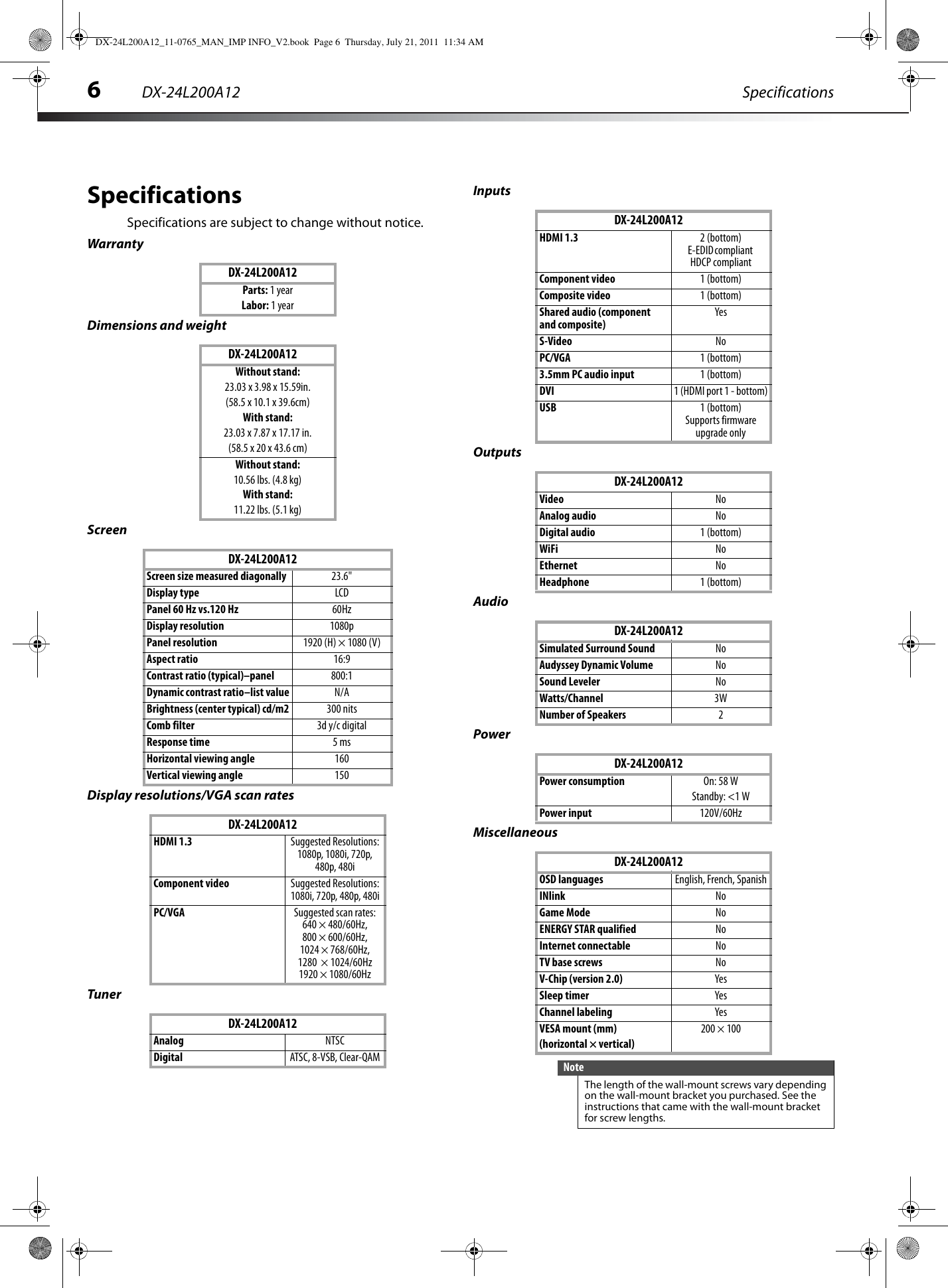 Page 8 of 12 - Dynex DX-24L200A12 DX-24L200A12_11-0765_MAN_IMP INFO_V2 User Manual  To The 4ba2f3ac-5df1-44f1-b295-8c4e02e7d42b