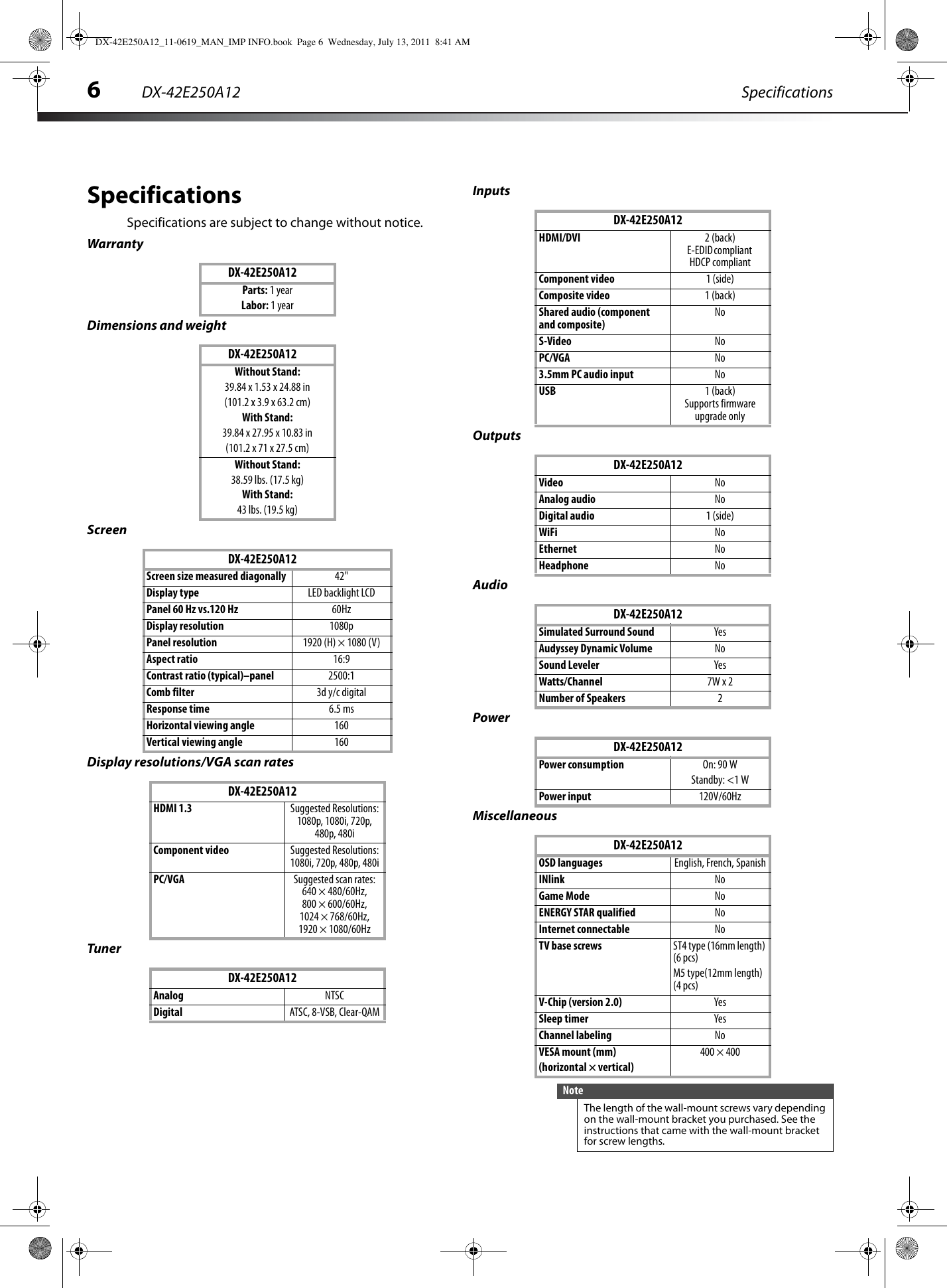 Page 8 of 12 - Dynex DX-42E250A12 DX-42E250A12_11-0619_MAN_IMP INFO User Manual  To The 3e4b5957-f313-412f-8cb4-f2142f01be18