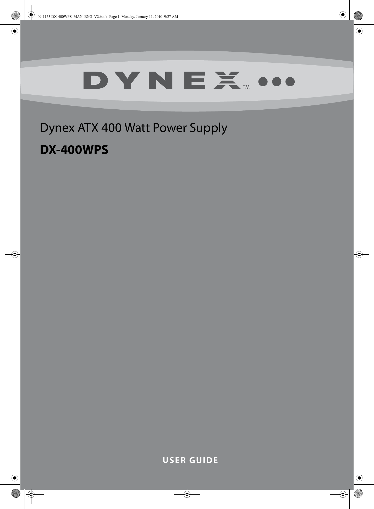 Page 1 of 6 - Dynex Dynex-Dx-400Wps-Owner-S-Manual 09-1153 DX-400WPS_MAN_ENG_V3