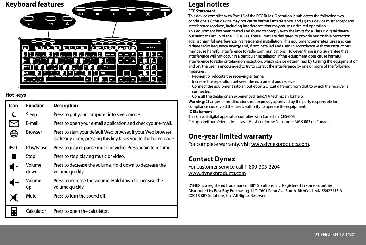 Page 2 of 2 - Dynex Dynex-Dx-Wrk1401-Quick-Start-Guide DX-WRK1401_12-1181_QSG_V1_EN