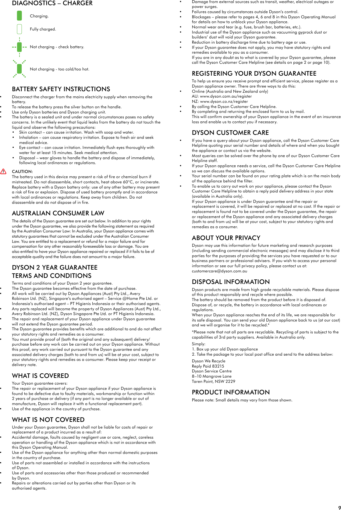 Page 9 of 12 - Dyson DC44 User Manual  To The D05506a5-c3a6-4e98-a5b4-fdd3be0d7ef8