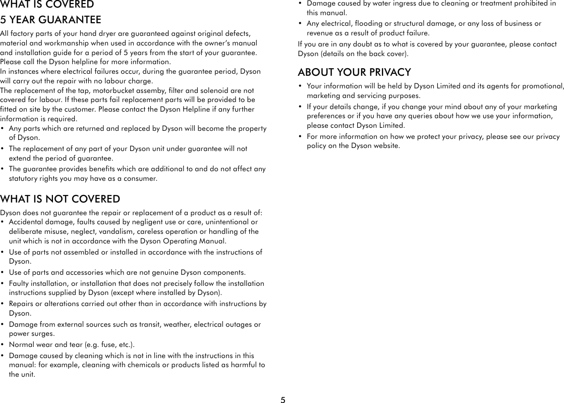 Page 5 of 8 - Dyson Dyson-Airblade-Tap-User-Guide-  Dyson-airblade-tap-user-guide