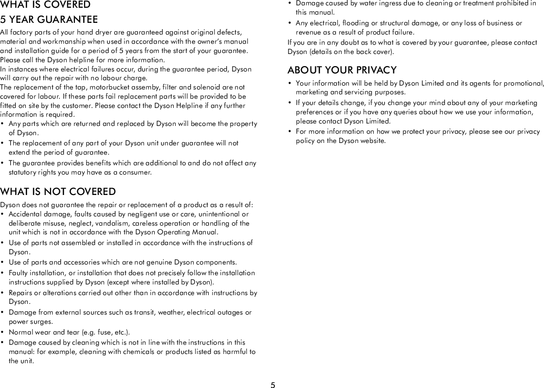 Page 6 of 8 - Dyson Dyson-Airblade-Tap-User-Guide-  Dyson-airblade-tap-user-guide
