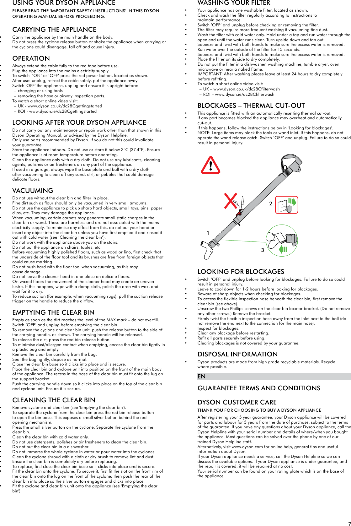 Page 7 of 12 - Dyson Dyson-Dc28C-2015-Owners-Manual-  Dyson-dc28c-2015-owners-manual