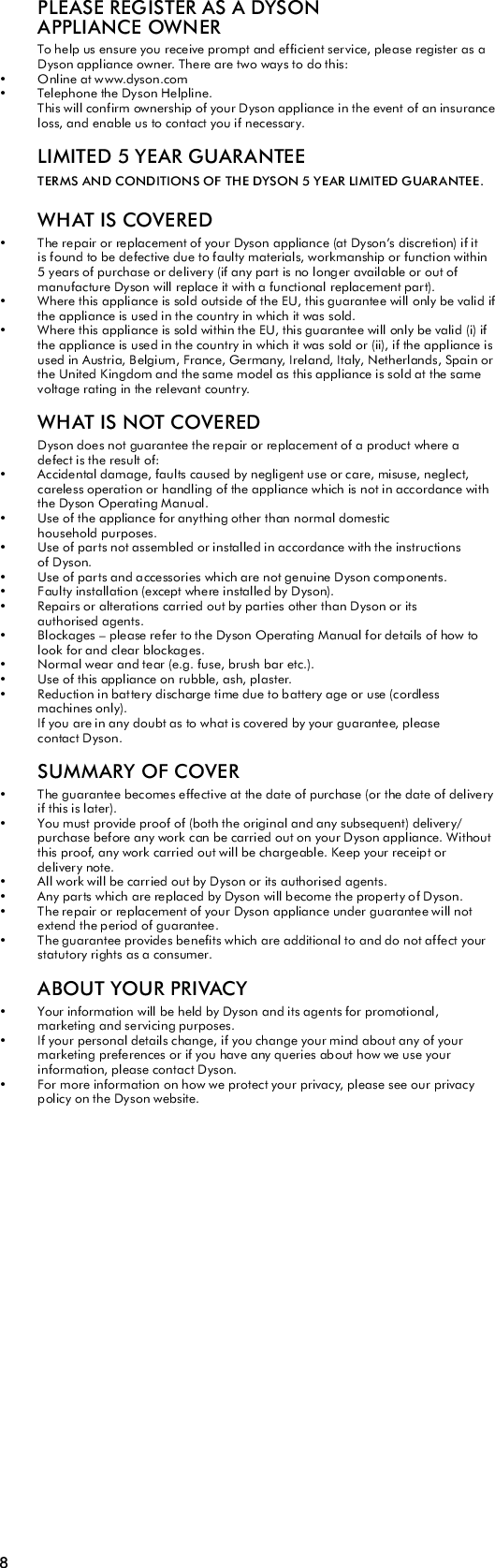 Page 9 of 12 - Dyson Dyson-Dc28C-2015-Owners-Manual-  Dyson-dc28c-2015-owners-manual