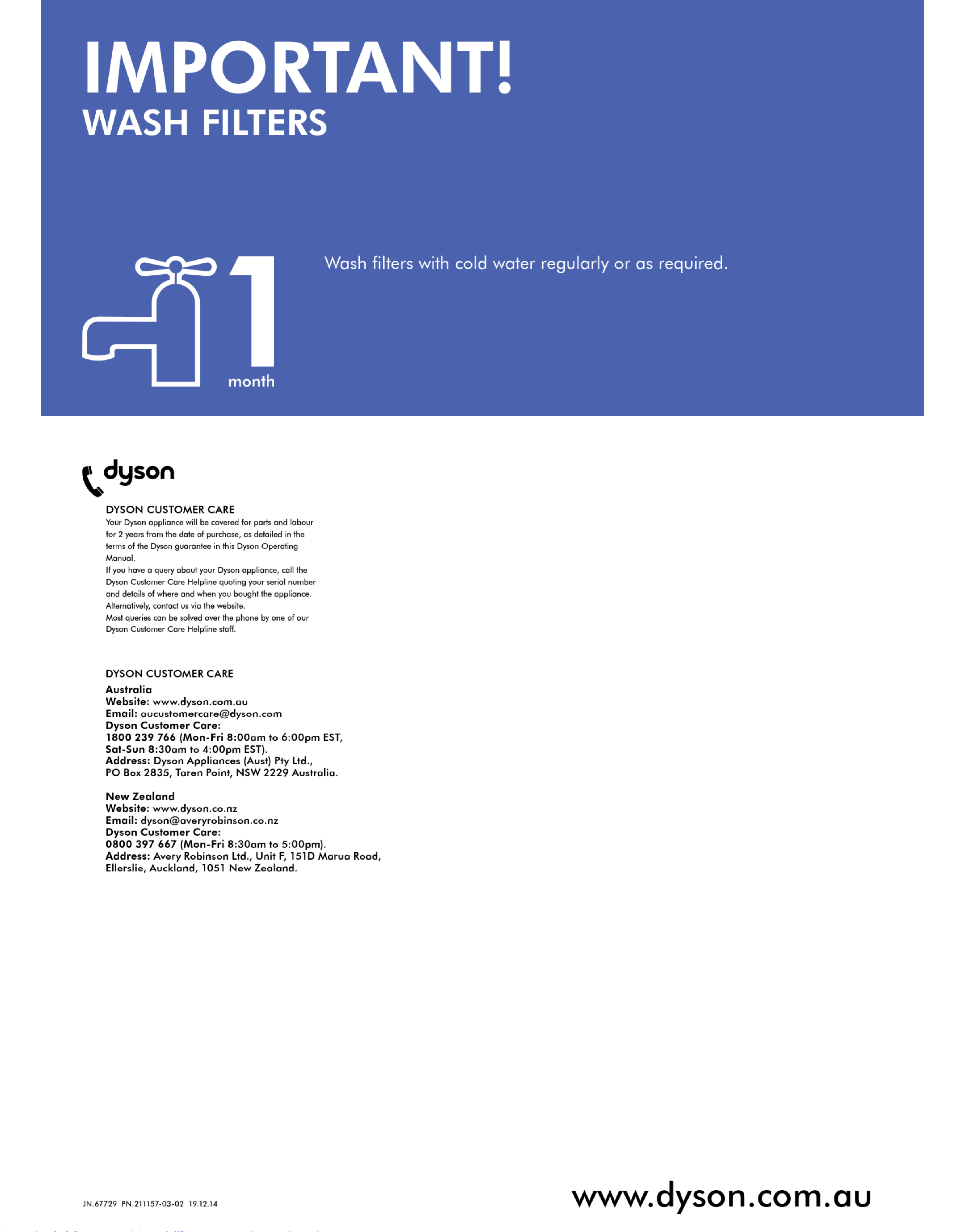Dyson V6 Absolute Operating Instructions Manual 1003033