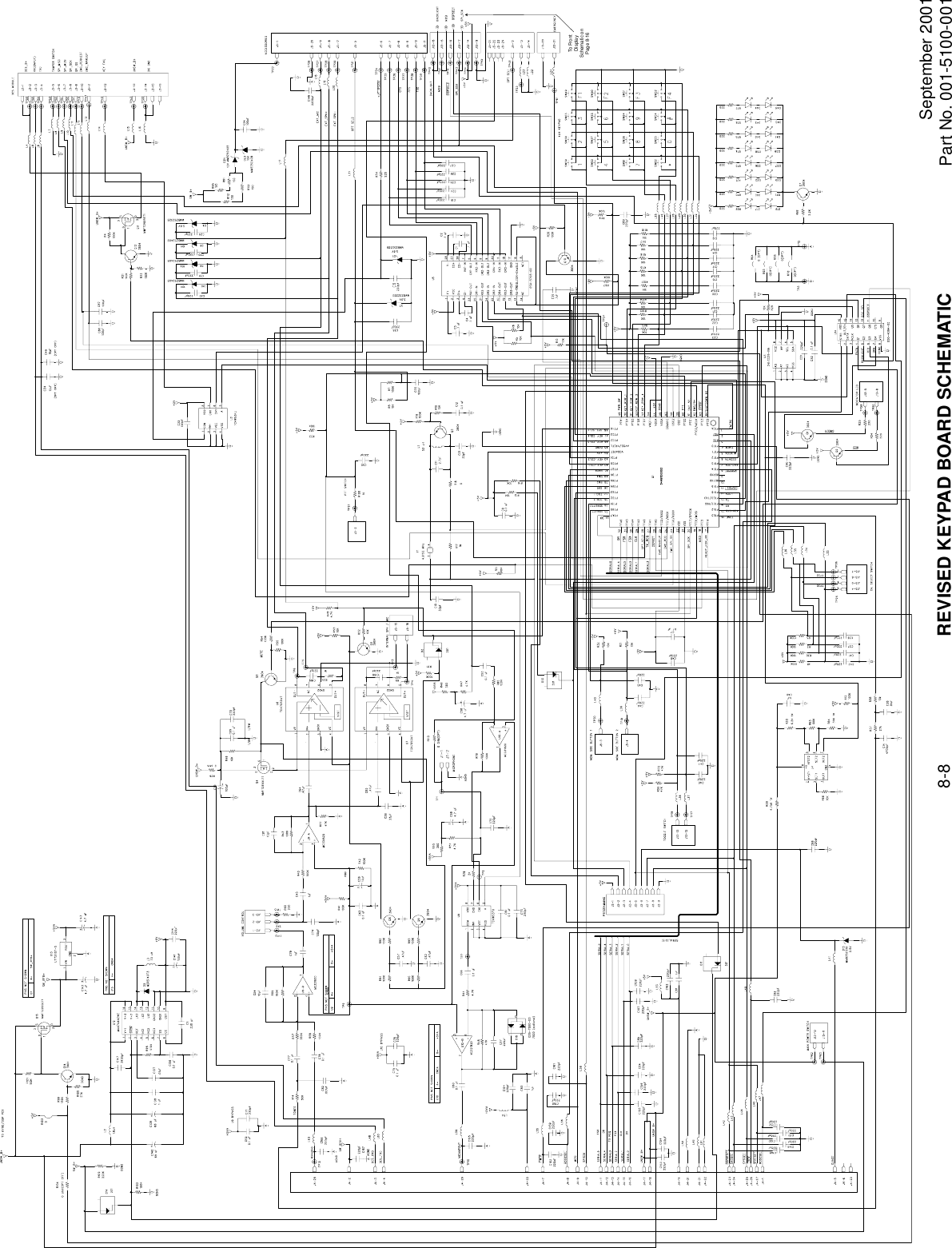 September 2001Part No. 001-5100-0018-8To FrontDisplaySchematic onPage 8-16REVISED KEYPAD BOARD SCHEMATIC