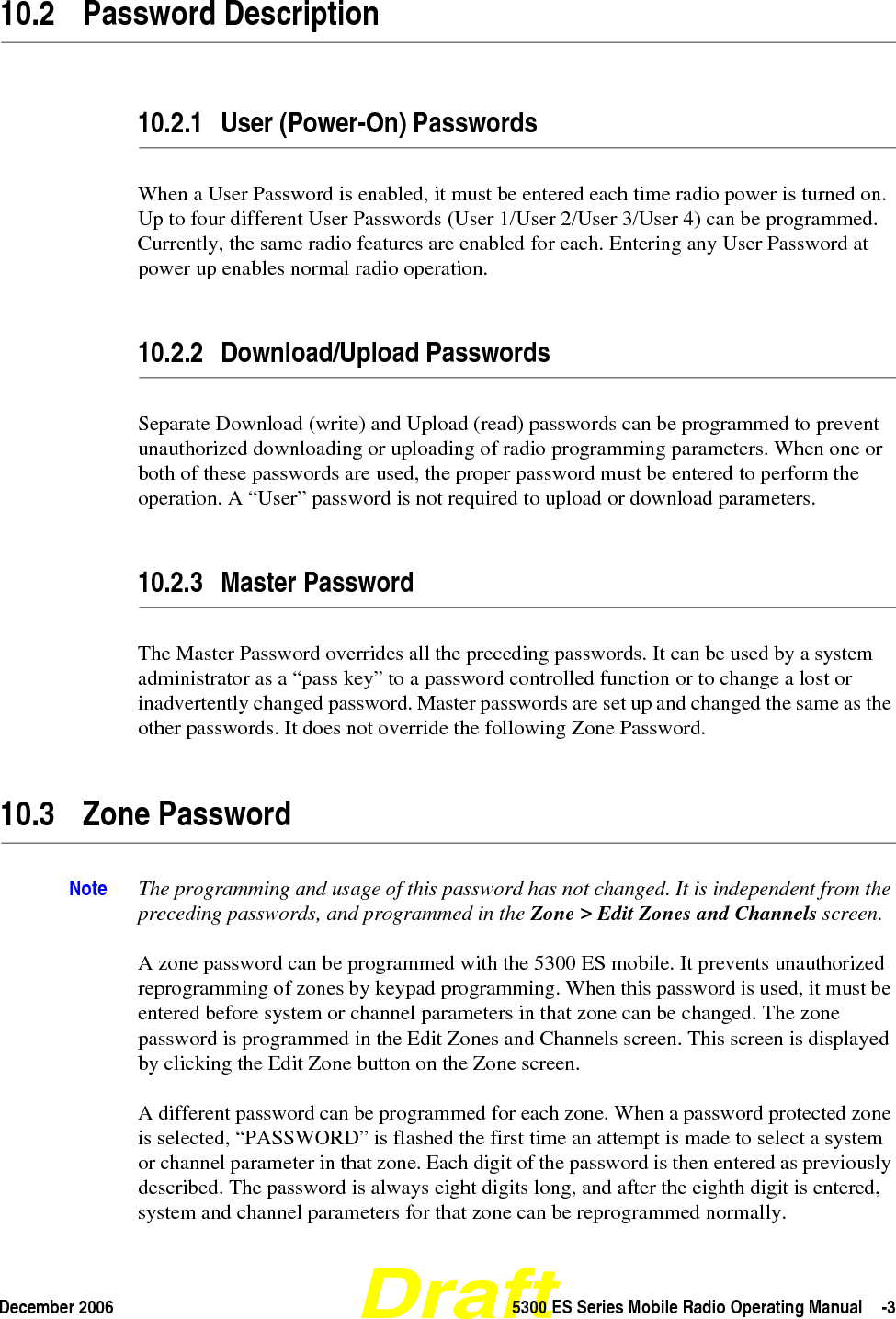 Draft-4  5300 ES Series Mobile Radio Operating Manual December 2006 