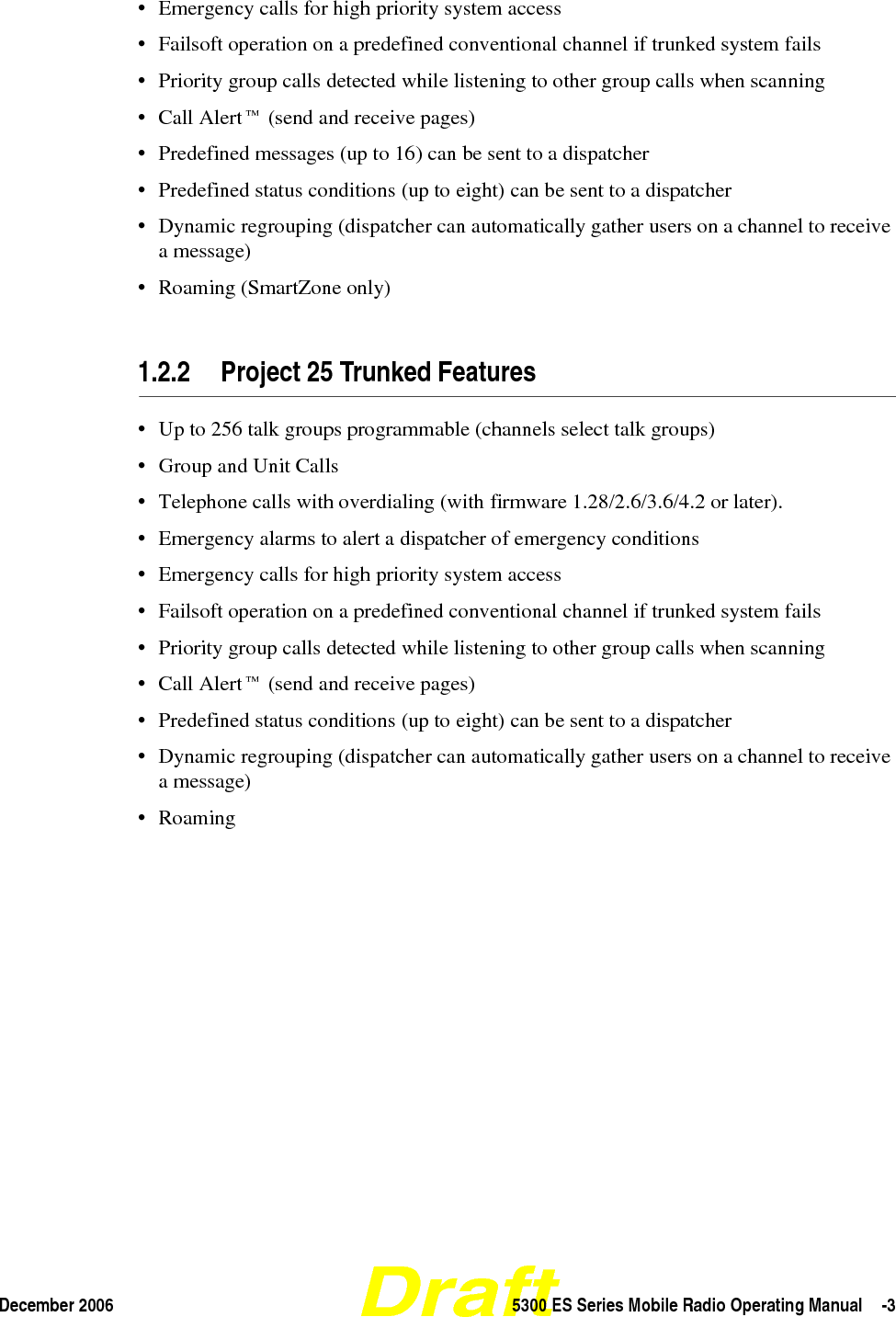 Draft-4  5300 ES Series Mobile Radio Operating Manual December 2006 