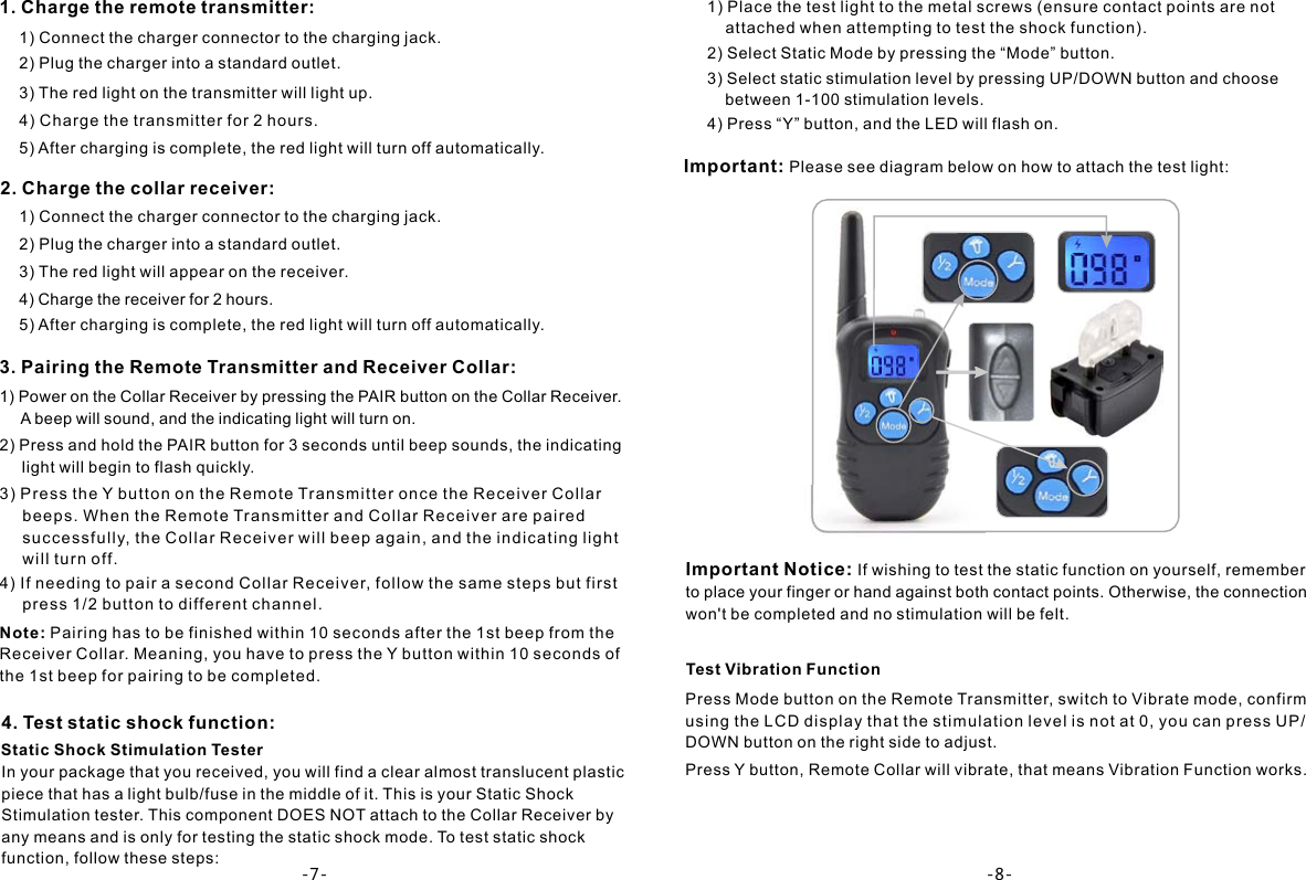 Page 5 of ECARE ELECTRONICS PET998DRU Rechargeable and Waterproof Remote Training Collar User Manual Petainer EN PET998DRU                  20170222