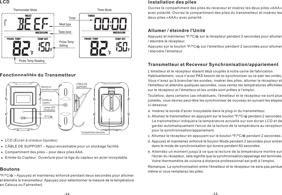 Page 7 of ECARE ELECTRONICS TP07S Digital Multifunction Oven Thermometer User Manual Thermopro EN FR TP 07S                  20161228