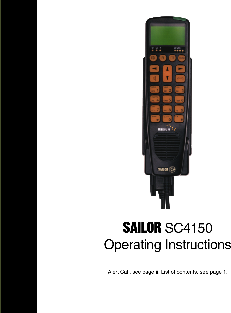 Alert Call, see page ii. List of contents, see page 1.SAILOR SC4150Operating Instructions