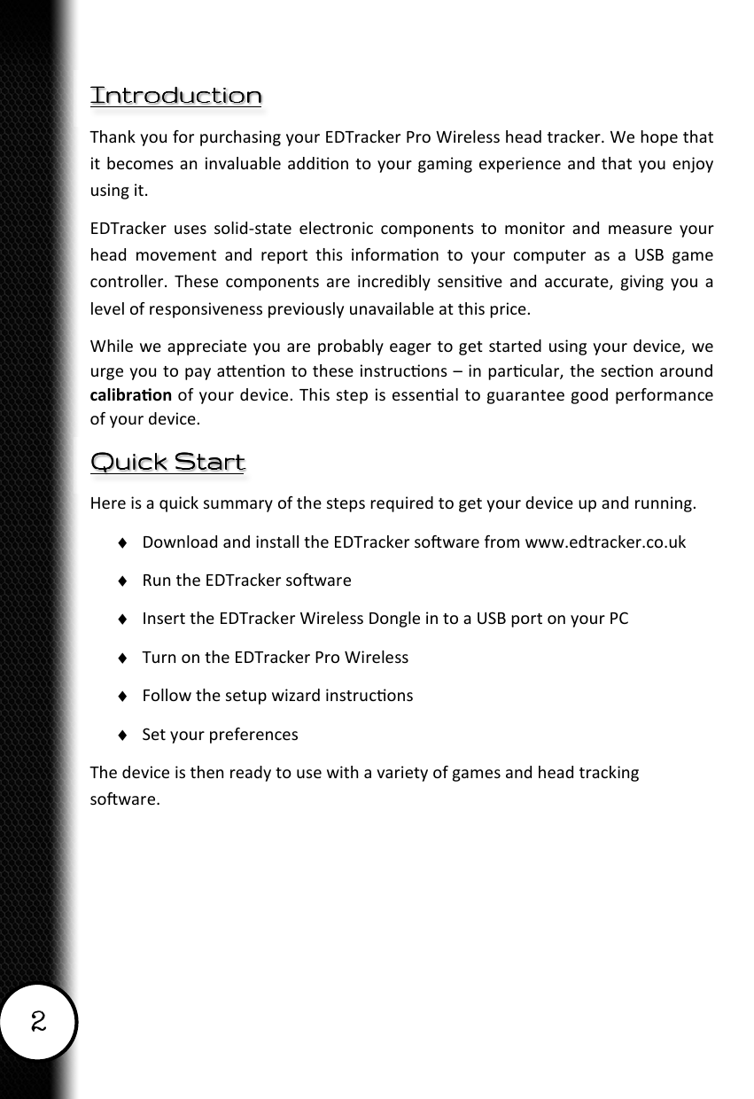 2 IntroductionIntroductionIntroductionIntroduction                                      calibraonQuick StartQuick StartQuick StartQuick Start    &diams;  &diams;  &diams;  &diams;  &diams;  &diams;  