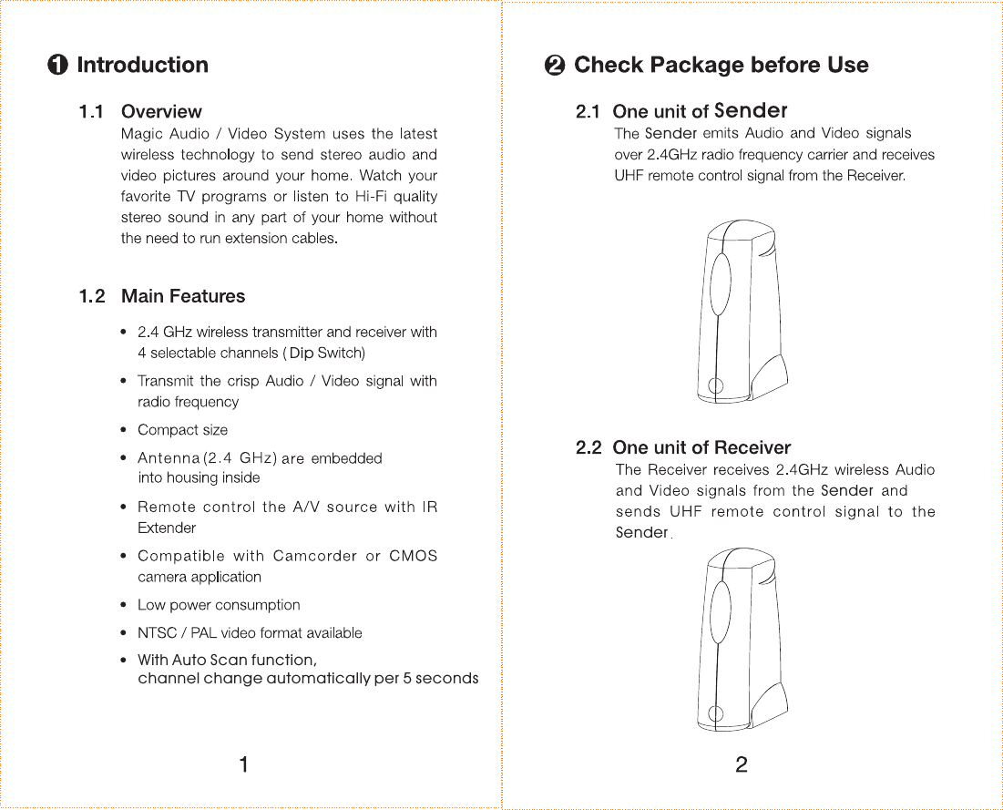 DipWith Auto Scan function,channel change automatically per 5 secondsSenderSenderSenderSender