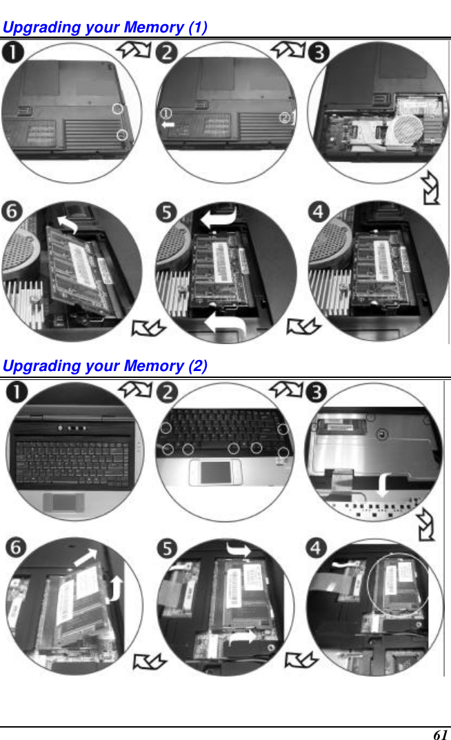  61 Upgrading your Memory (1)  Upgrading your Memory (2)  