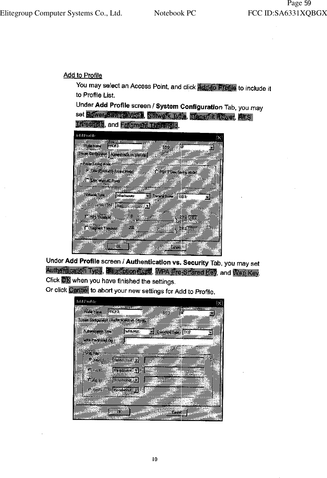               Page 59 Elitegroup Computer Systems Co., Ltd. Notebook PC FCC ID:SA6331XQBGX    