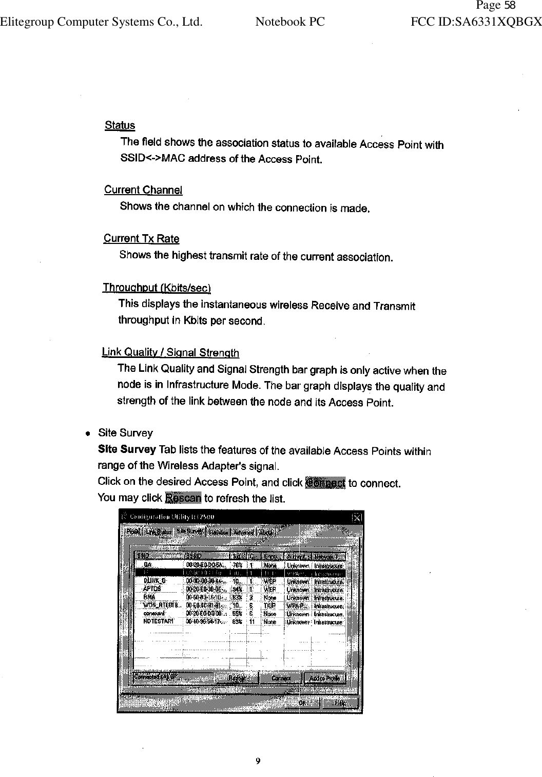               Page 58 Elitegroup Computer Systems Co., Ltd. Notebook PC FCC ID:SA6331XQBGX   