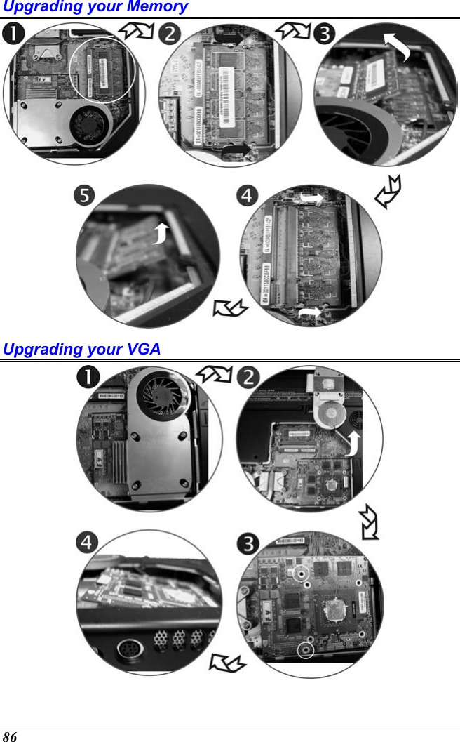  86 Upgrading your Memory  Upgrading your VGA  