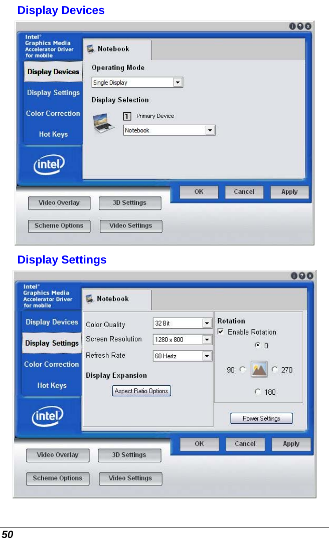  50 Display Devices  Display Settings  