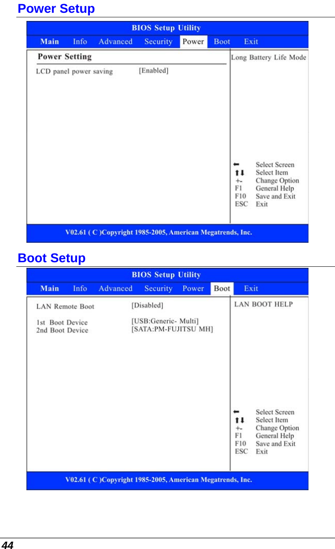  44 Power Setup  Boot Setup  