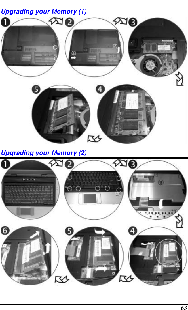  63 Upgrading your Memory (1)  Upgrading your Memory (2)  