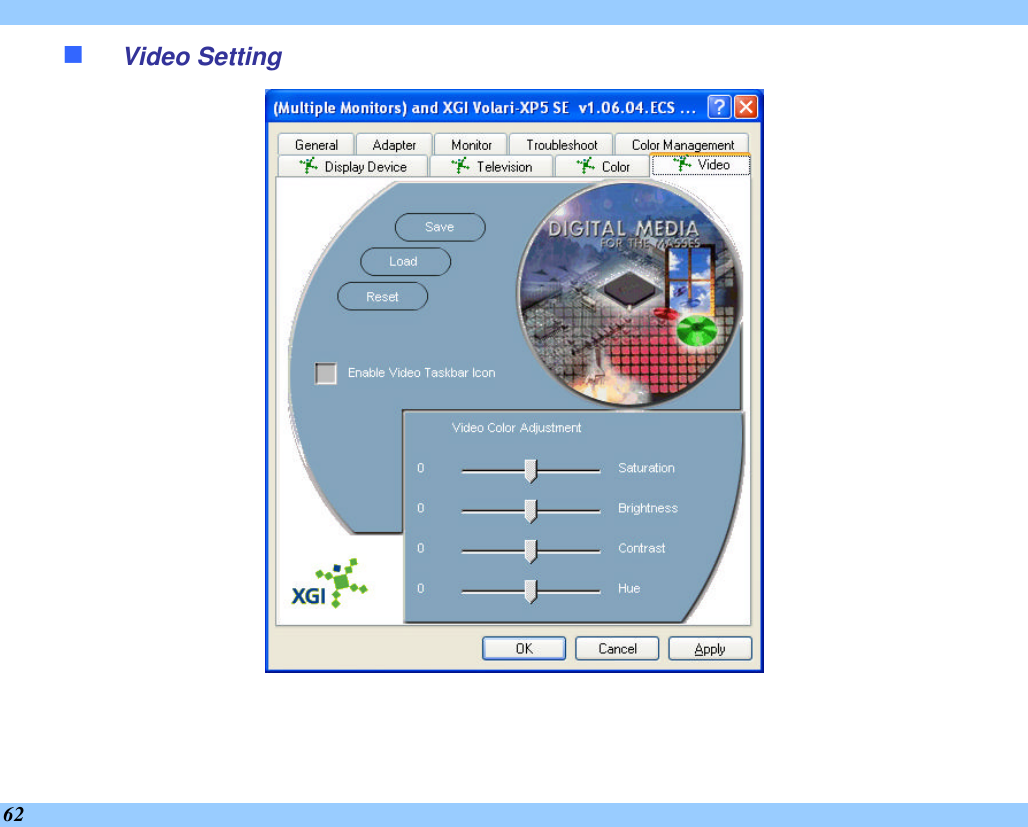  62 n Video Setting   