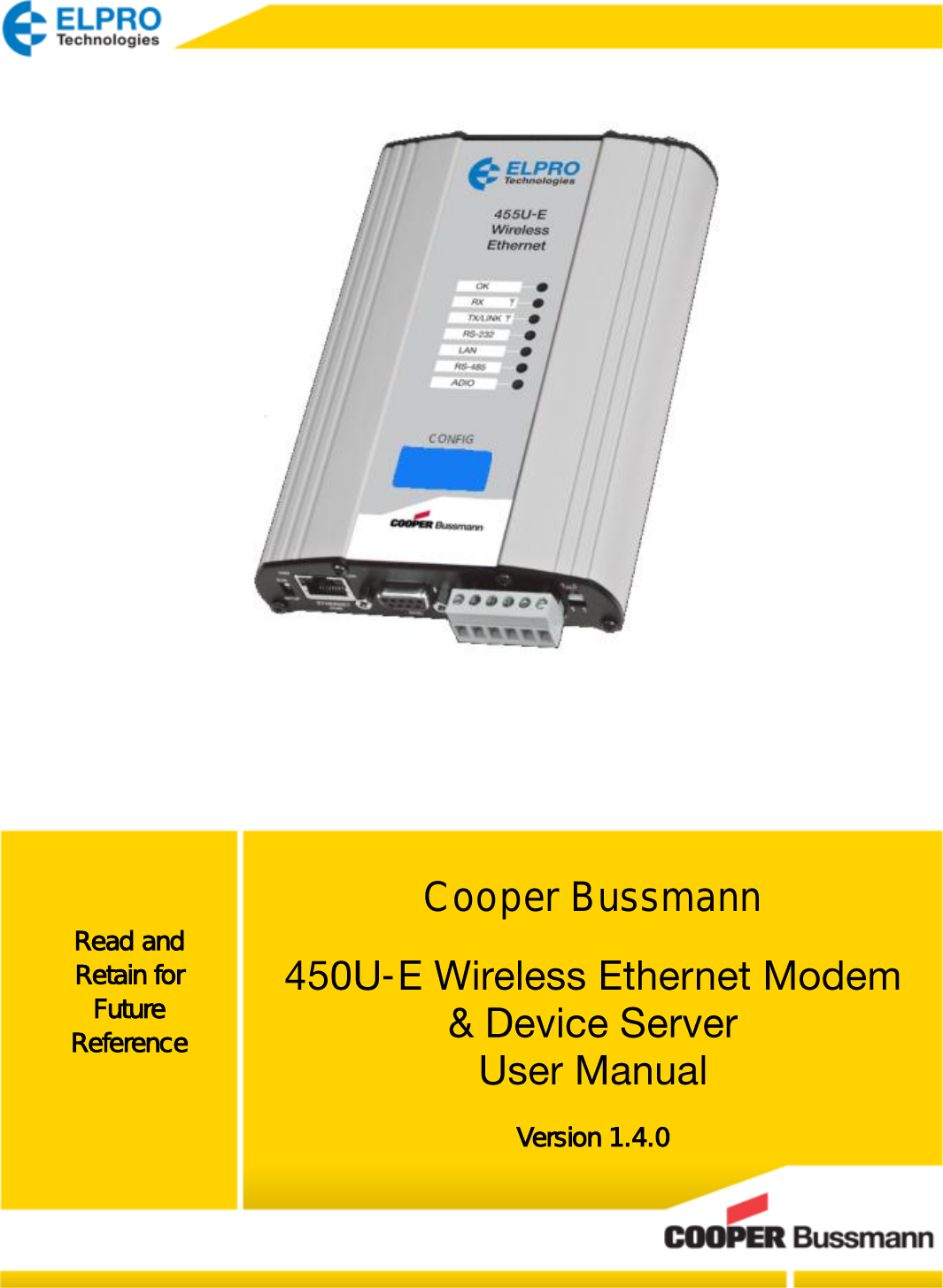        Version 1.4.0  Cooper Bussmann  -   Read and Retain for Future Reference   