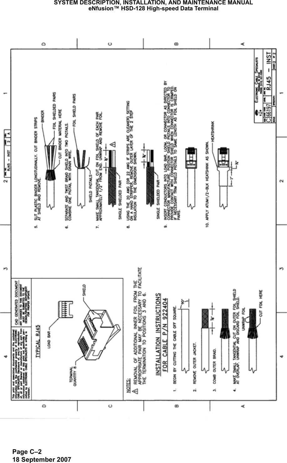 Page C–218 September 2007SYSTEM DESCRIPTION, INSTALLATION, AND MAINTENANCE MANUALeNfusion™ HSD-128 High-speed Data Terminal