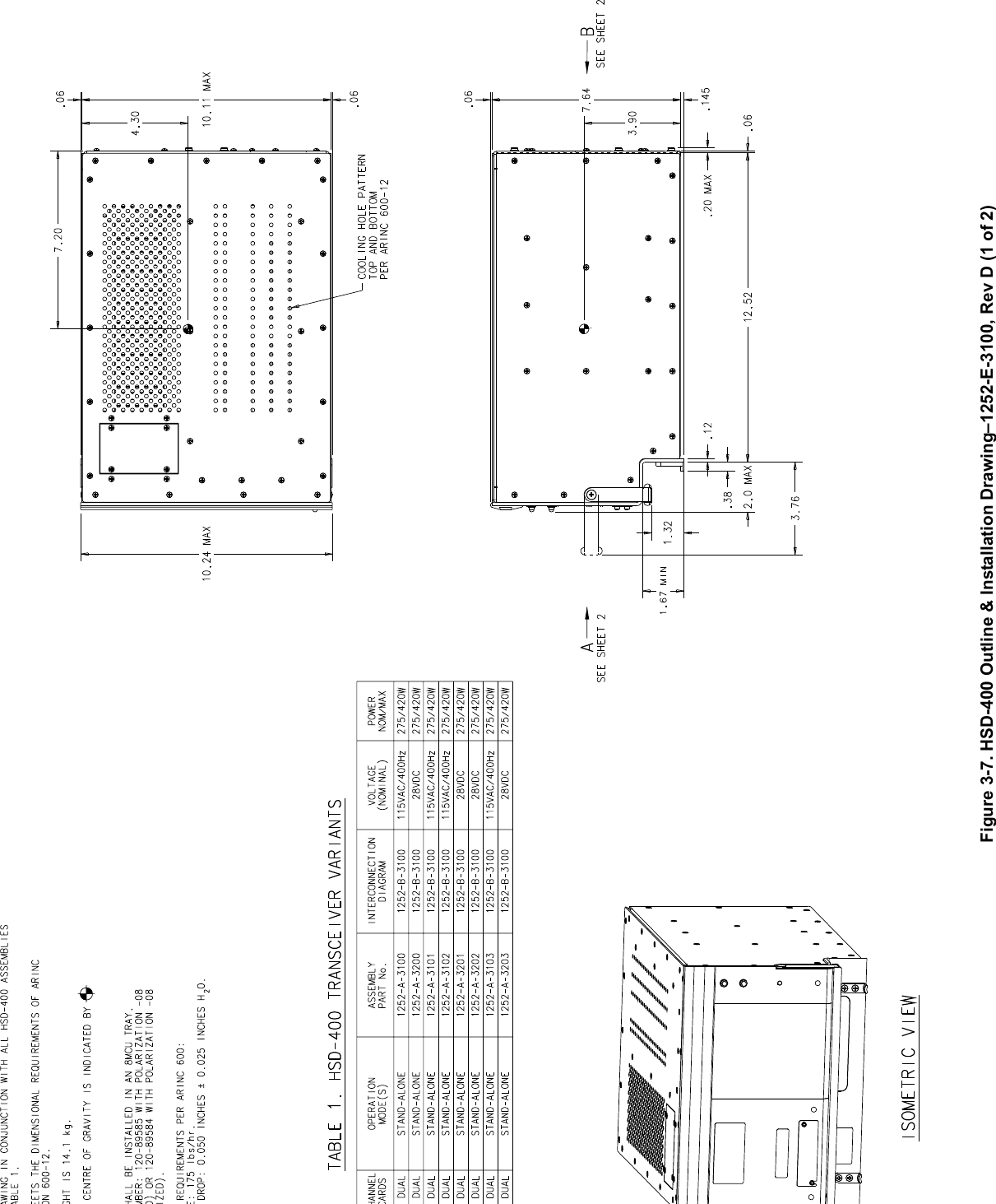 Figure 3-7. HSD-400 Outline &amp; Installation Drawing–1252-E-3100, Rev D (1 of 2)