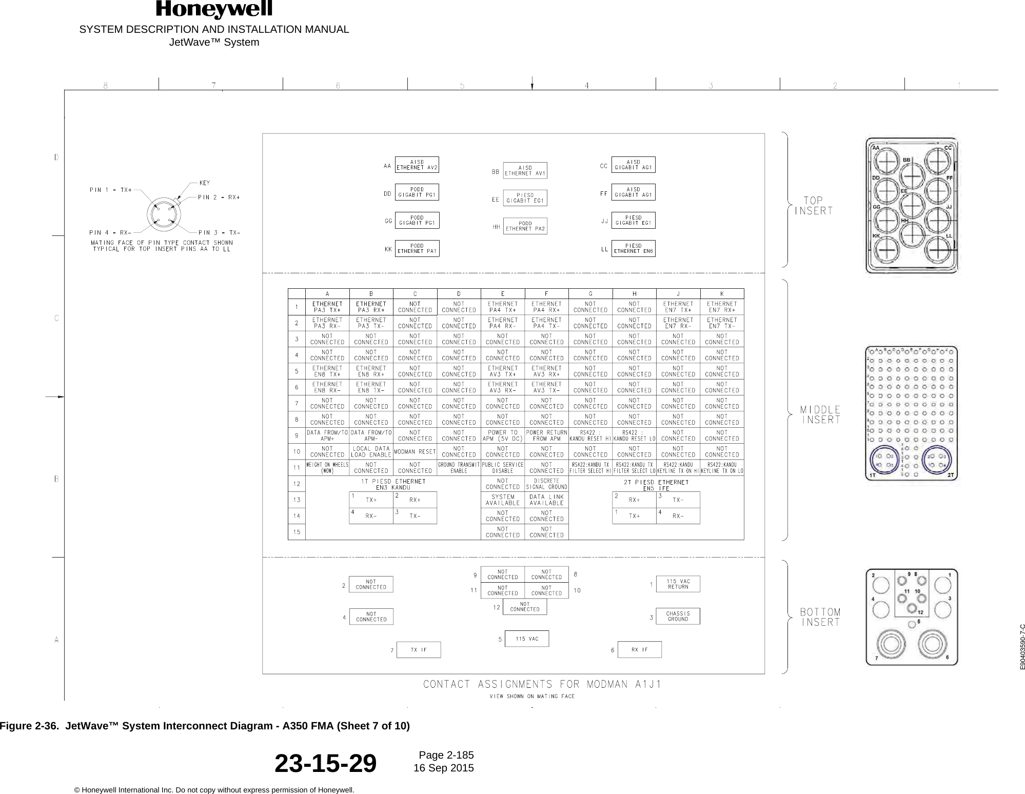 SYSTEM DESCRIPTION AND INSTALLATION MANUALJetWave™ SystemPage 2-185 16 Sep 2015© Honeywell International Inc. Do not copy without express permission of Honeywell.23-15-29Figure 2-36.  JetWave™ System Interconnect Diagram - A350 FMA (Sheet 7 of 10)E90403590-7-C