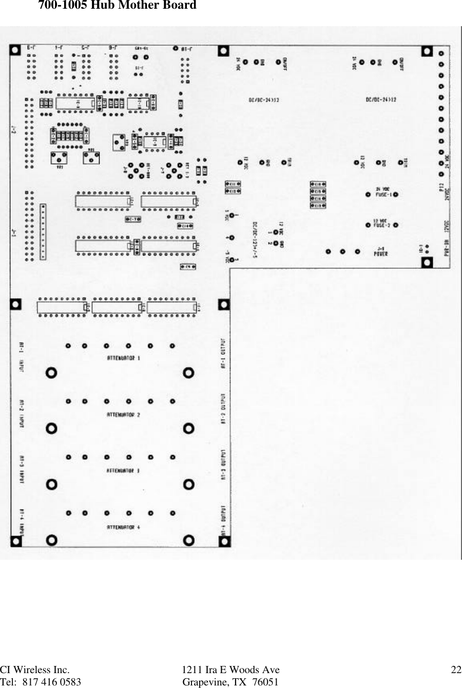 CI Wireless Inc. 1211 Ira E Woods Ave 22Tel:  817 416 0583 Grapevine, TX  76051700-1005 Hub Mother Board