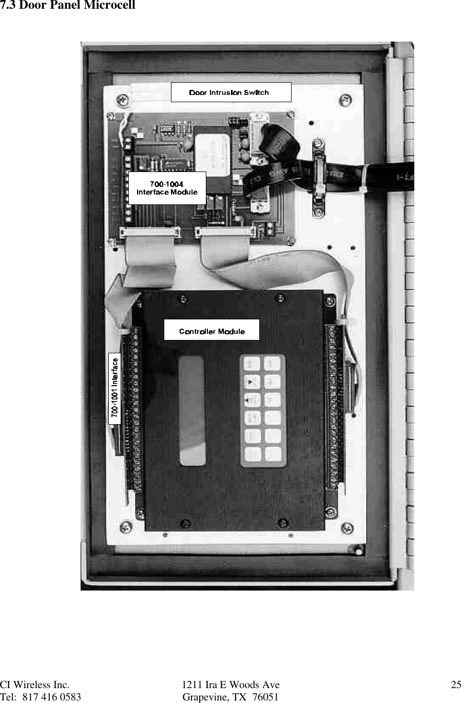 CI Wireless Inc. 1211 Ira E Woods Ave 25Tel:  817 416 0583 Grapevine, TX  760517.3 Door Panel Microcell