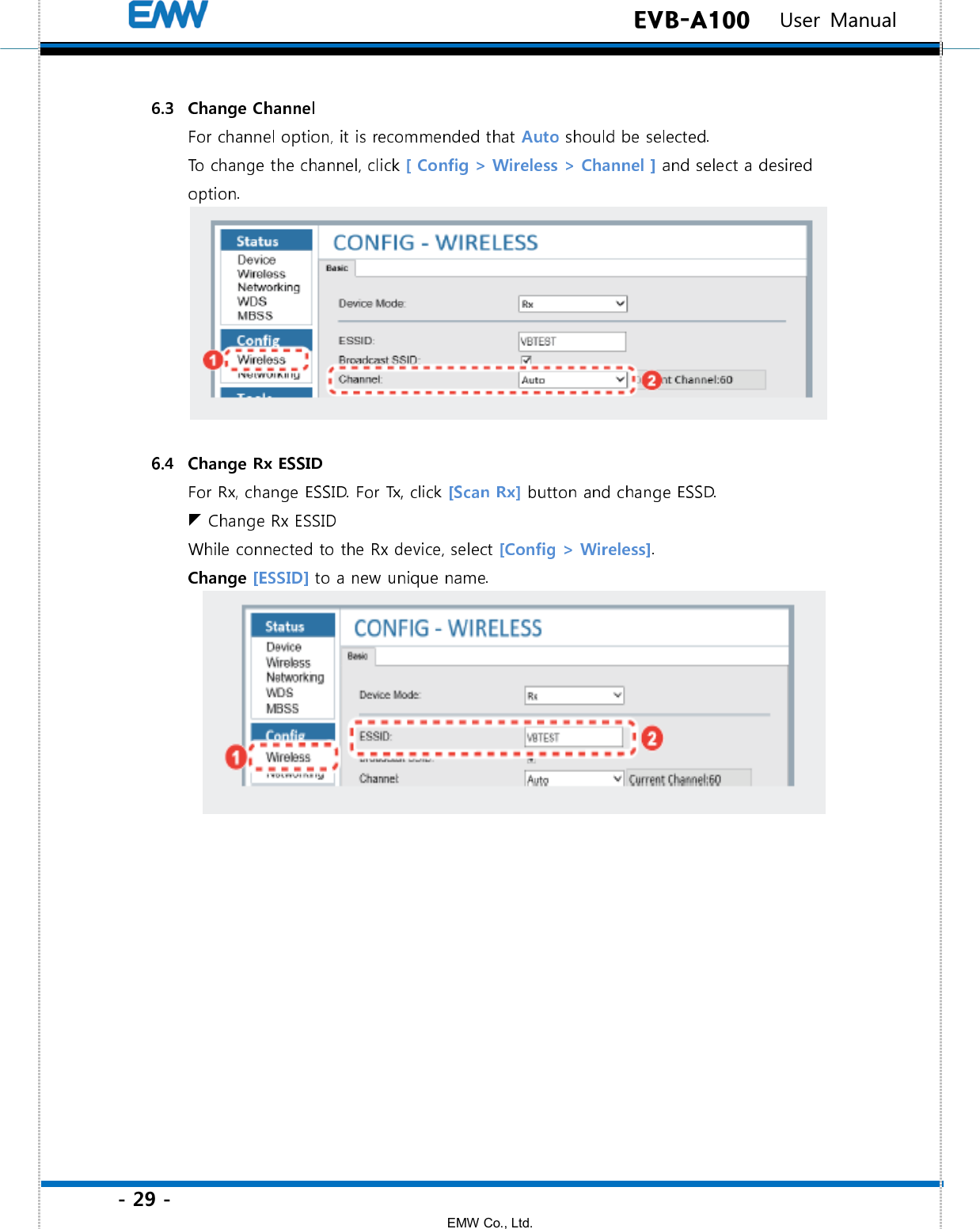 - 29 - EMW Co., Ltd.  EVB-A100   User Manual   