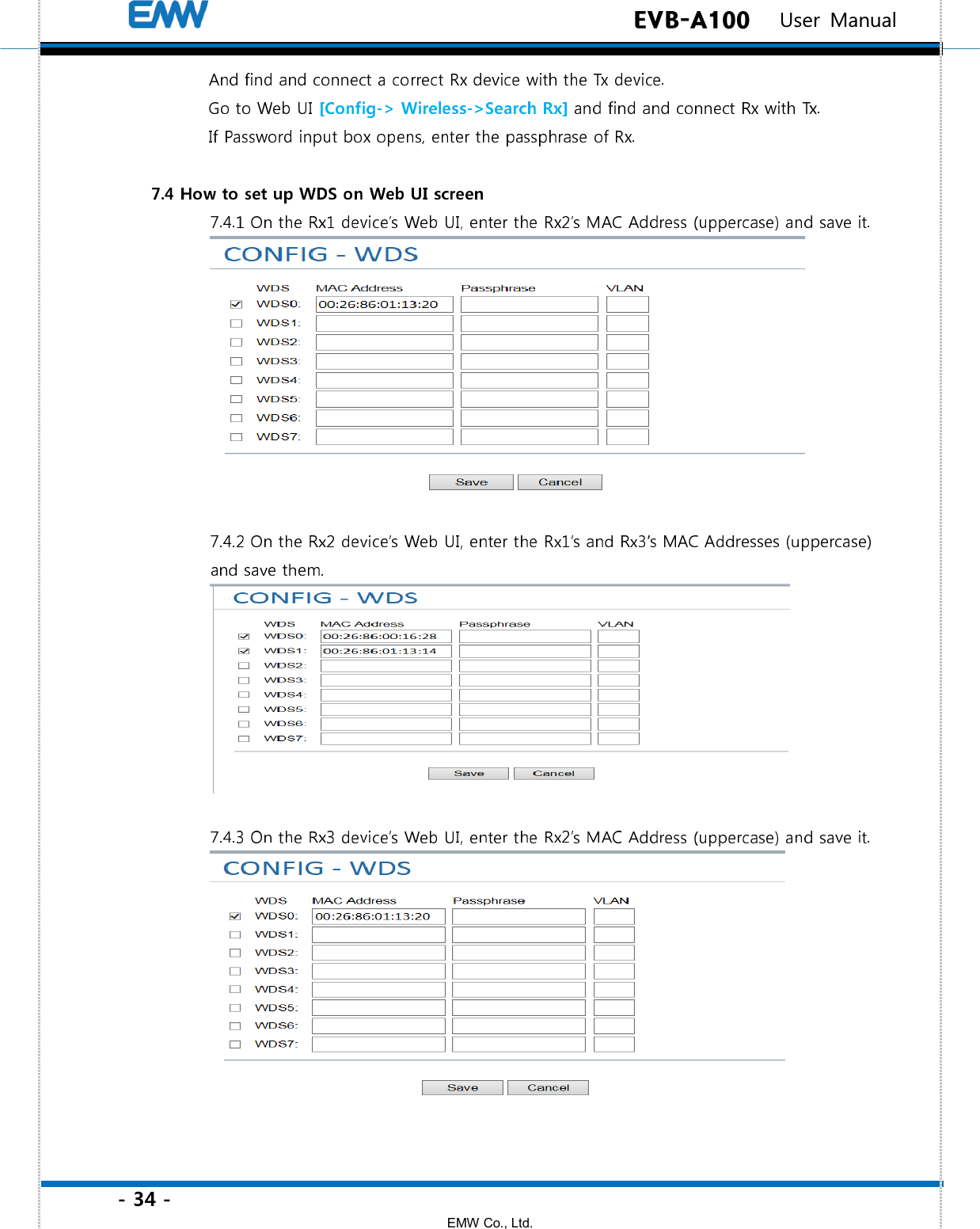 - 34 - EMW Co., Ltd.  EVB-A100   User Manual 