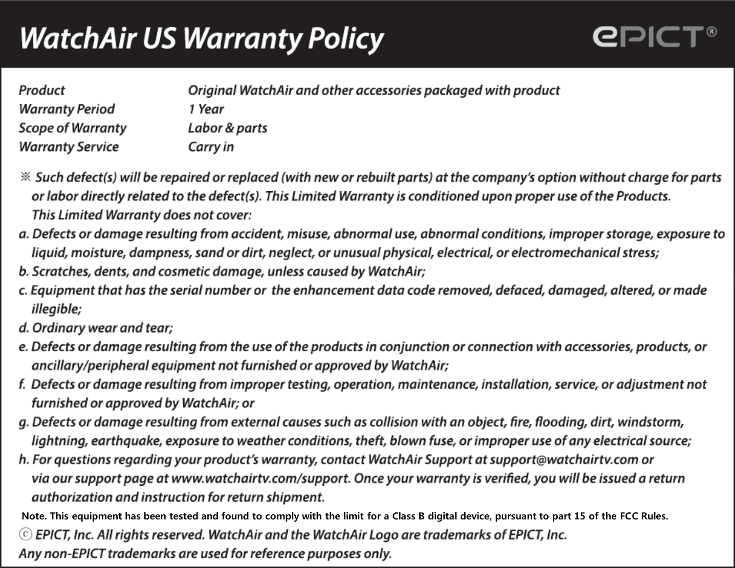 Note. This equipment has been tested and found to comply with the limit for a Class B digital device, pursuant to part 15 of the FCC Rules. 
