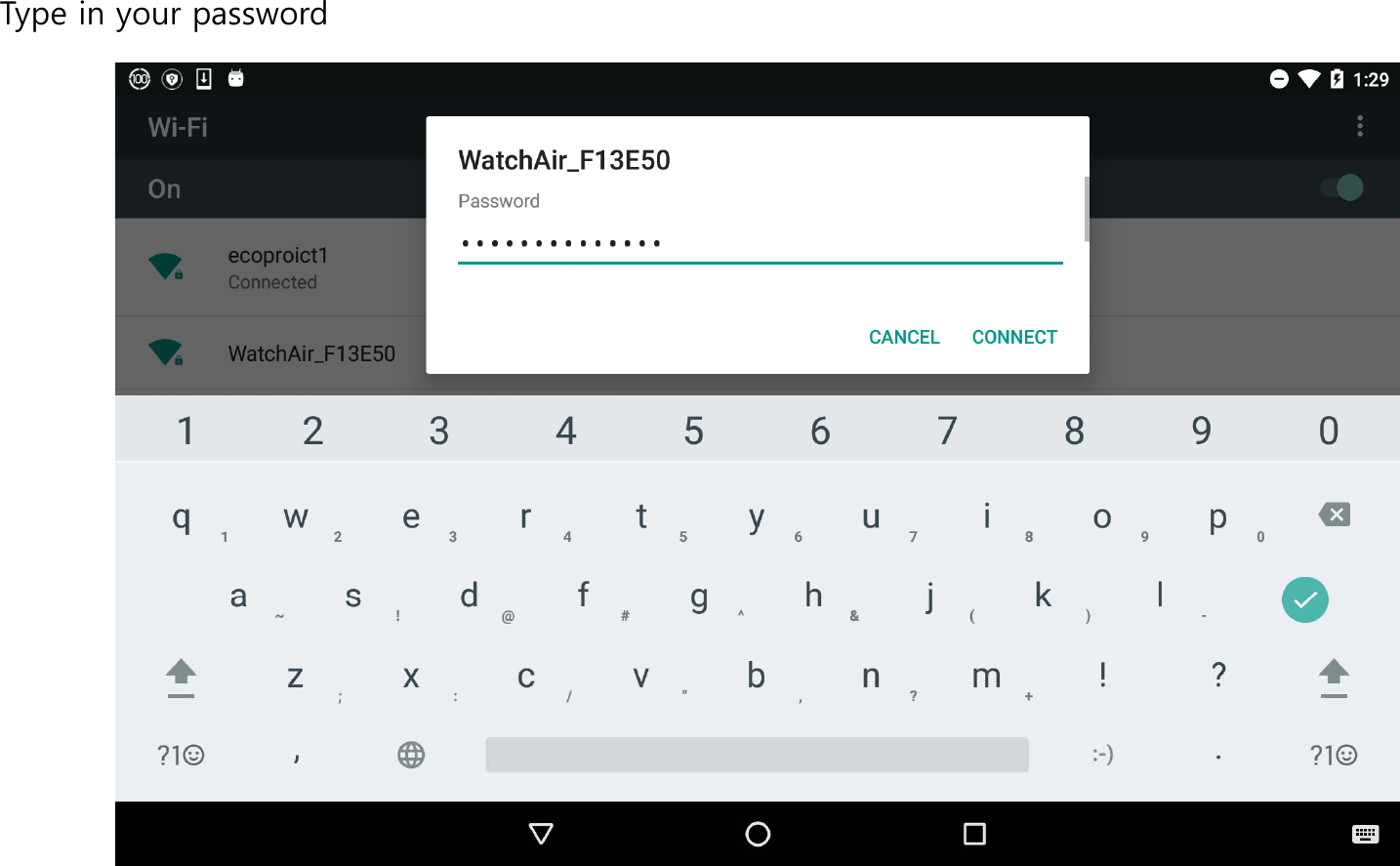 Type in your password