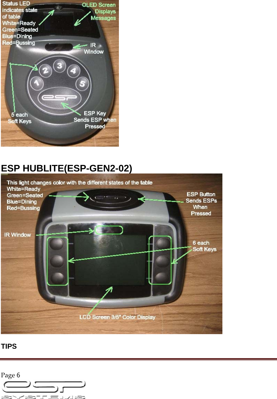 Page6                                                                                                           ESP HUBLITE(ESP-GEN2-02)    TIPS  