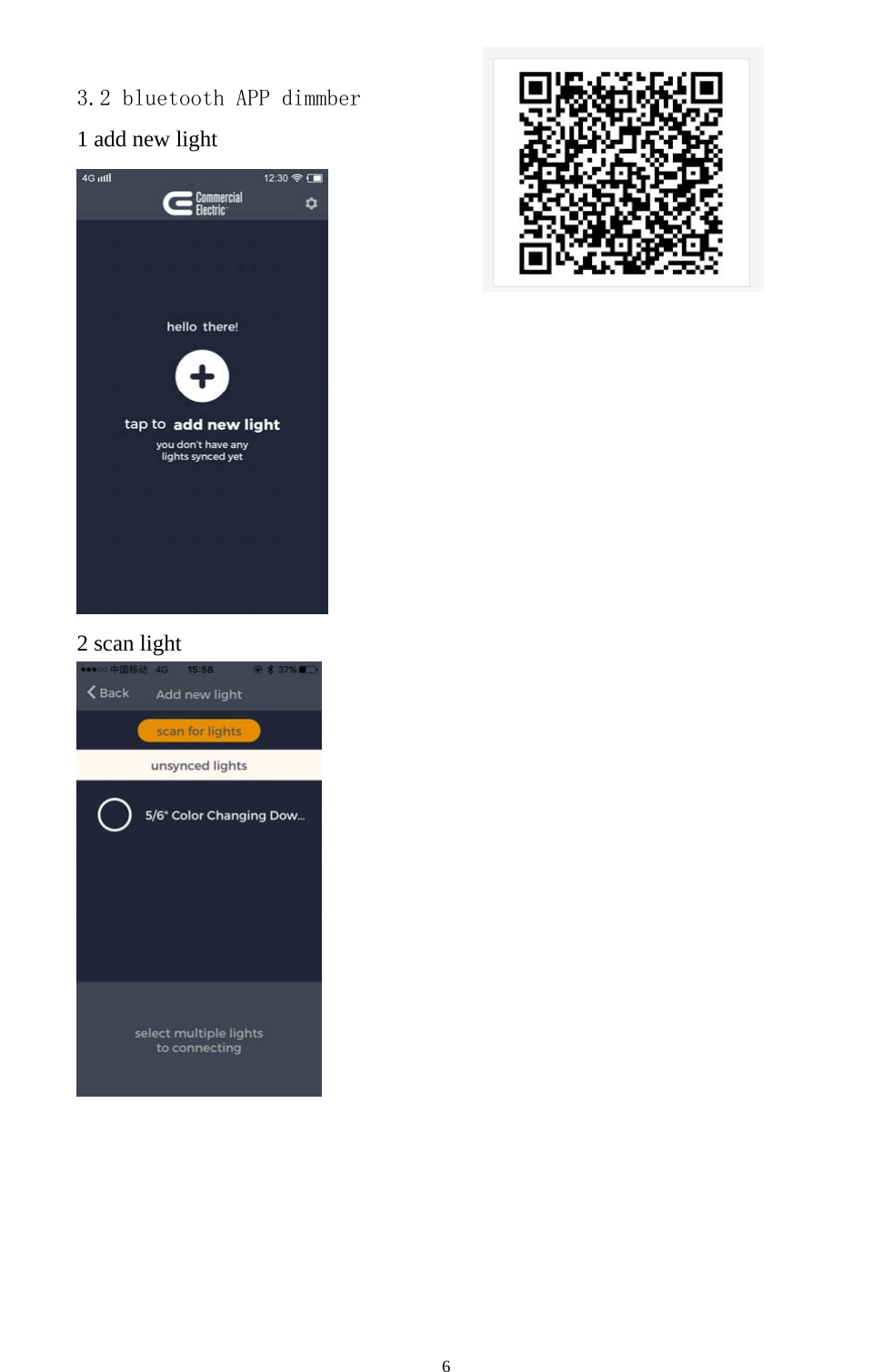  6   3.2 bluetooth APP dimmber  1 add new light  2 scan light          