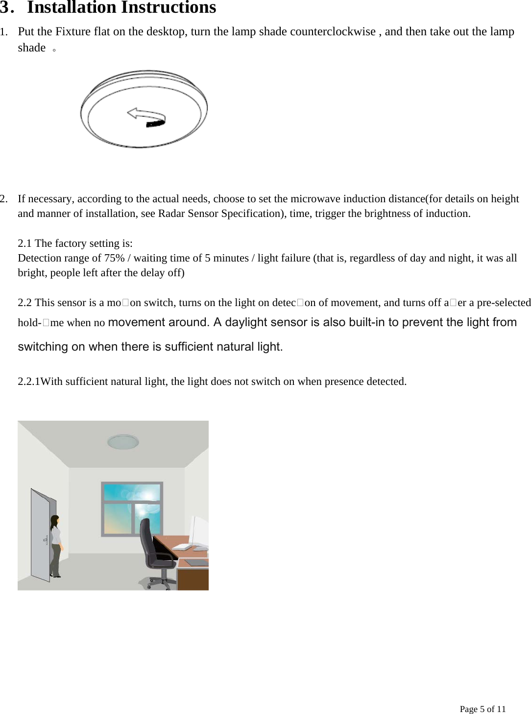 Page 5 of ETI Solid State Lighting 5407552018 LED ceiling lamp User Manual