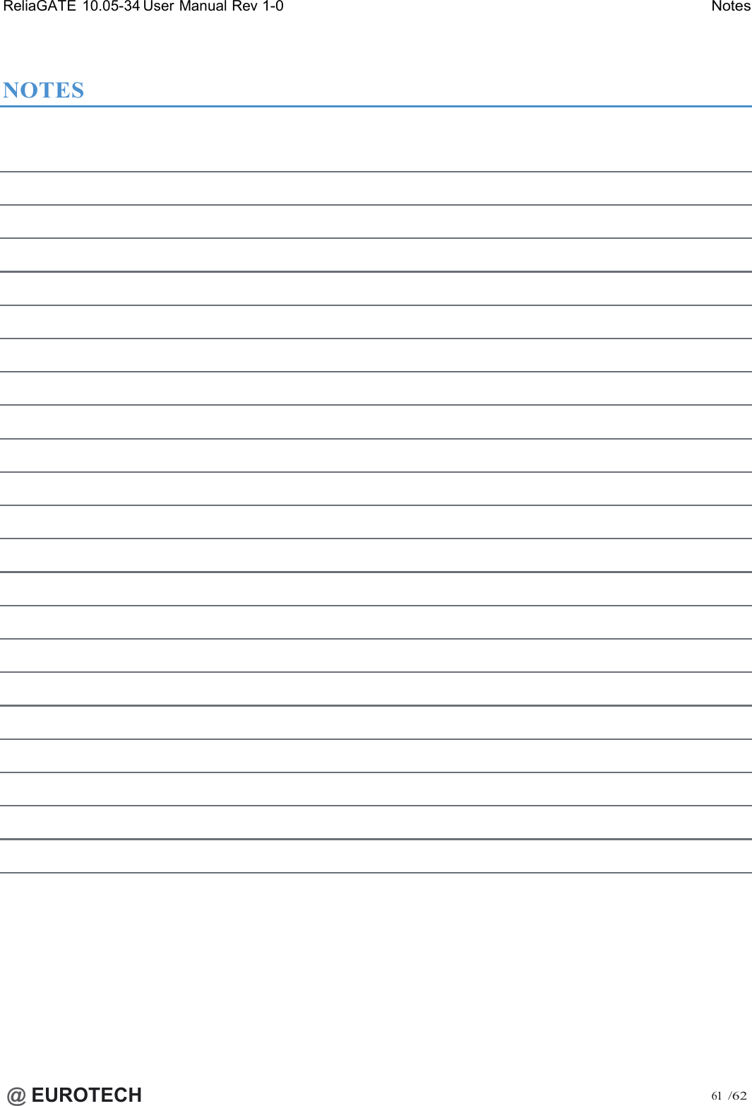 ReliaGATE 10.05-34 User Manual Rev1-0NotesNOTES@EUROTECH 61/62