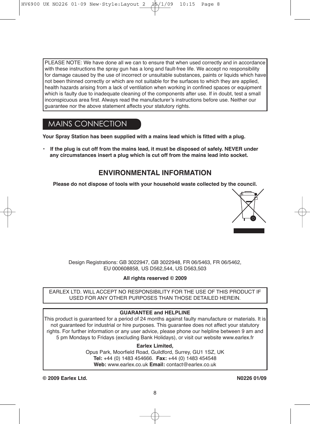 Page 8 of 8 - Earlex Earlex-Earlex-Paint-Sprayer-6900-Users-Manual- Layout 2  Earlex-earlex-paint-sprayer-6900-users-manual