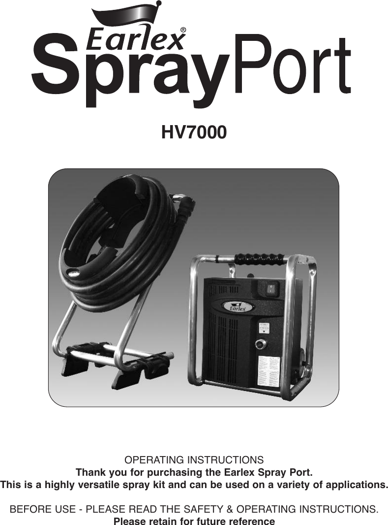 Page 1 of 12 - Earlex Earlex-Earlex-Paint-Sprayer-Hv7000-Users-Manual- L0285 07/04  Earlex-earlex-paint-sprayer-hv7000-users-manual