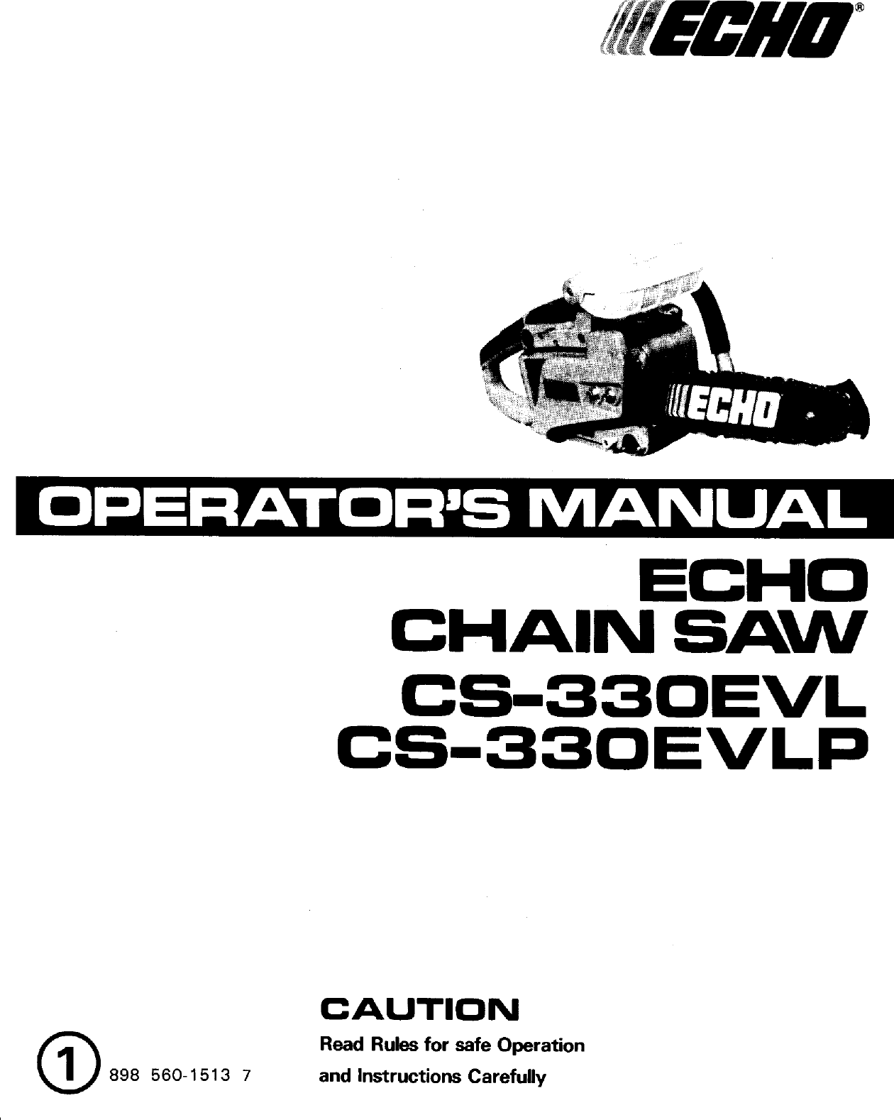 Echo CS 330EVL User Manual CHAIN SAW Manuals And Guides L0706086