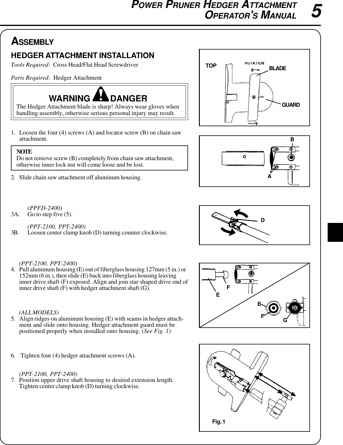 Page 5 of 8 - Echo Echo-Pp-1200-Pp-1250-Pp-1260-Pp-1400-Ppt-2100-Ppt-2400-Ppfd-2400-Users-Manual- Hedger  Echo-pp-1200-pp-1250-pp-1260-pp-1400-ppt-2100-ppt-2400-ppfd-2400-users-manual