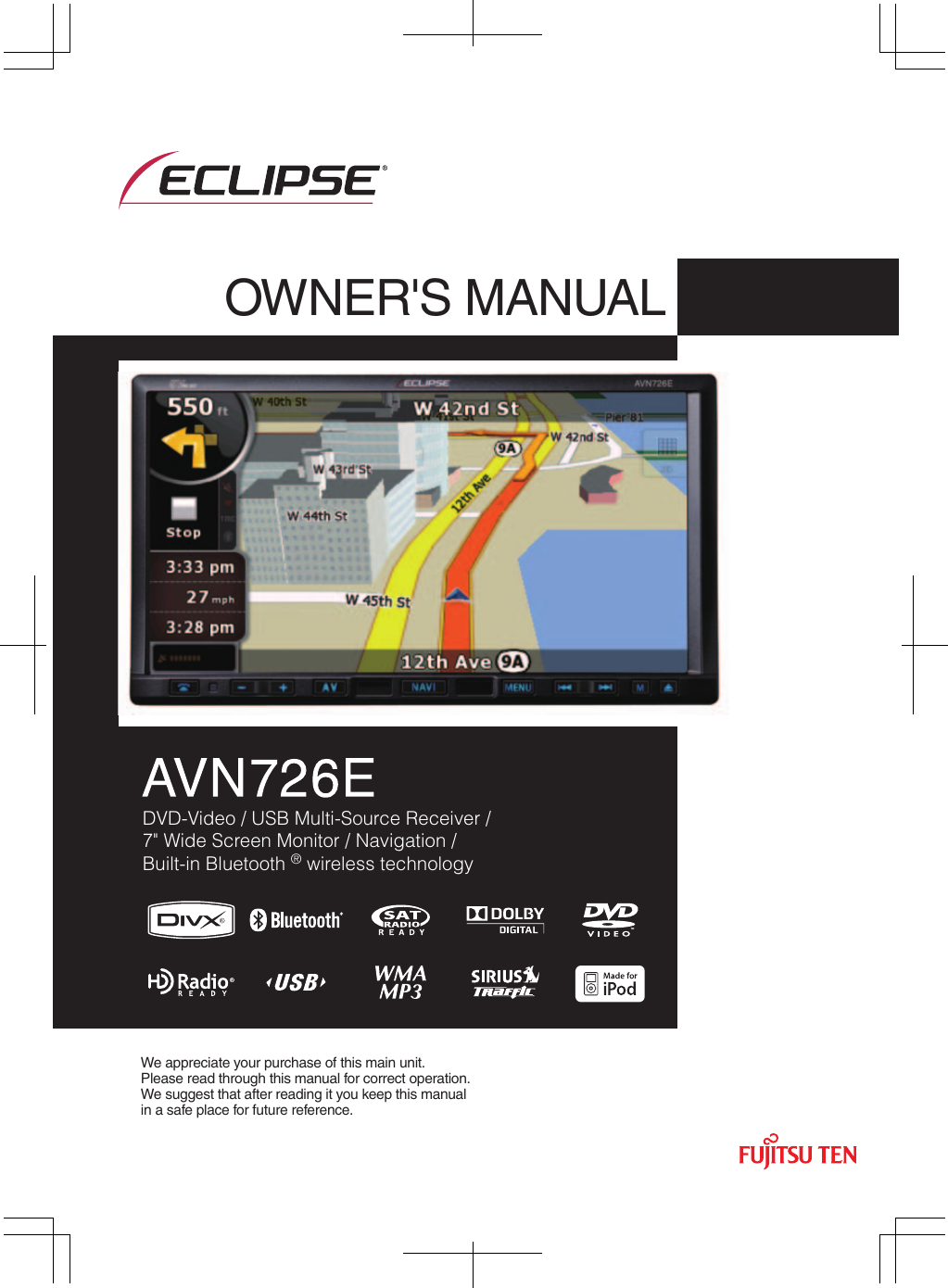 Eclipse Fujitsu Ten Avn726E Users Manual
