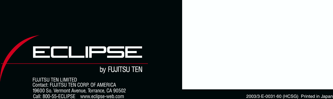 Page 12 of 12 - Eclipse-Fujitsu-Ten Eclipse-Fujitsu-Ten-Eclipse-Da7232-Users-Manual-  Eclipse-fujitsu-ten-eclipse-da7232-users-manual