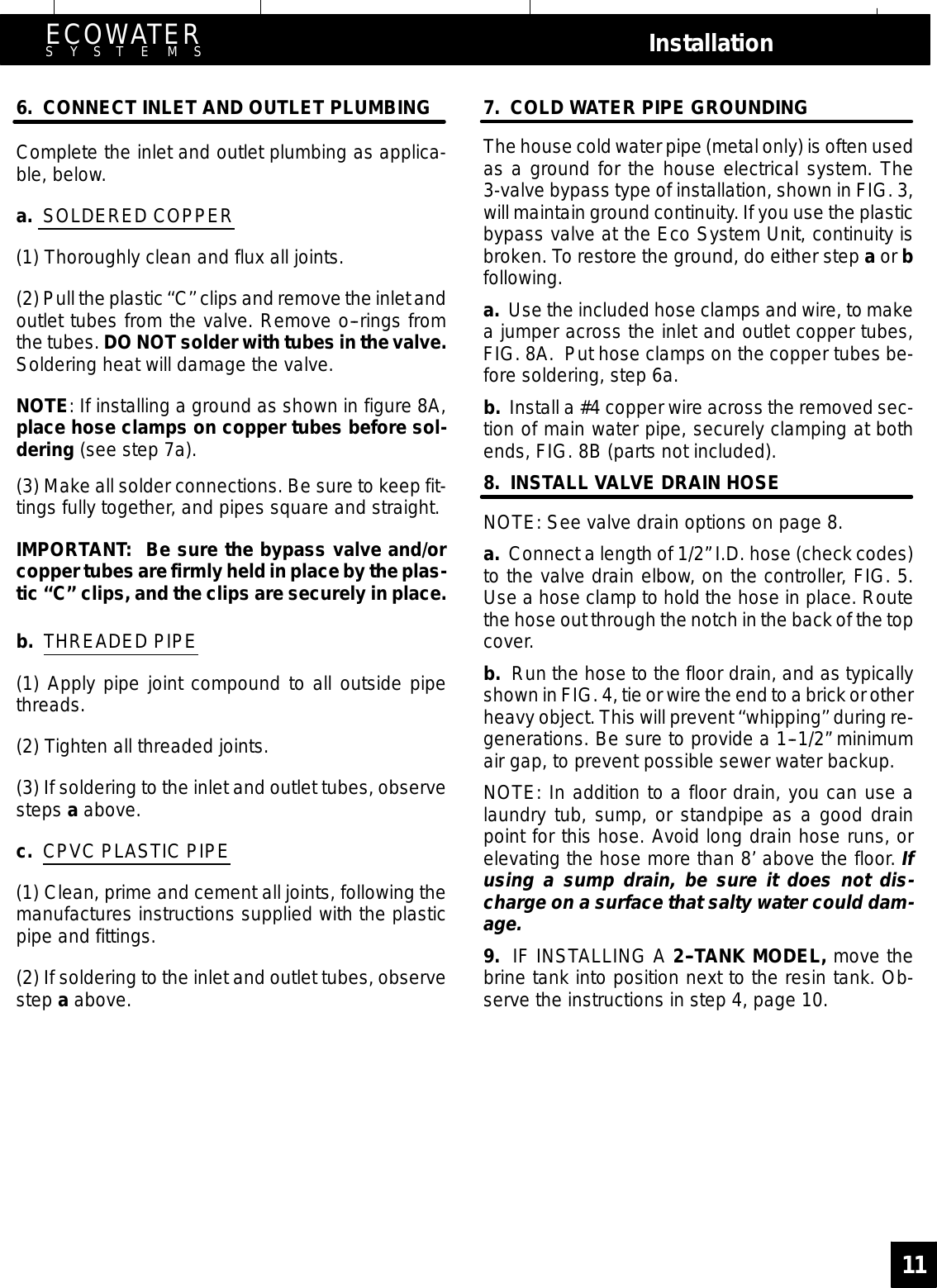 Page 11 of EcoWater Systems 7213206 Water Conditioner User Manual frtpg