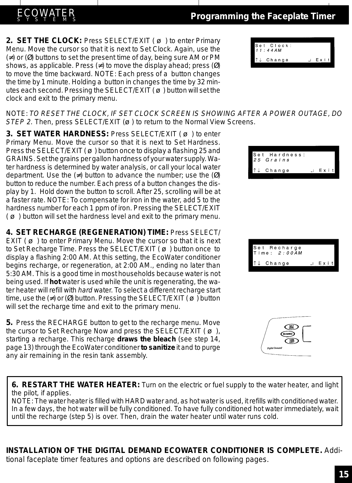 Page 15 of EcoWater Systems 7213206 Water Conditioner User Manual frtpg