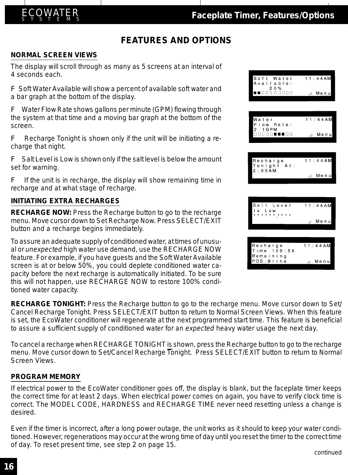 Page 16 of EcoWater Systems 7213206 Water Conditioner User Manual frtpg